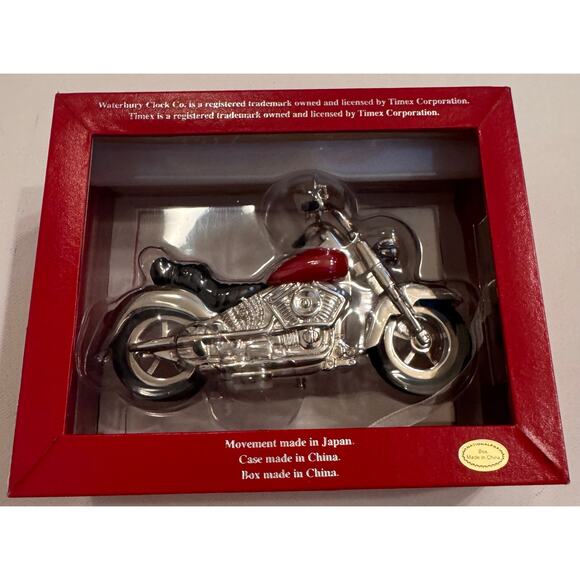 New in Box Timex Waterbury Clock Co Motorcycle Desk Clock Sealed 5" - Picture 3 of 5